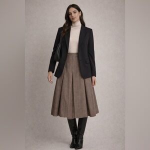 Vintage Brooks Brothers Plaid Pleated Midi Skirt High Waist Long Plaid Skirt